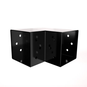 Post corner Beam connector for 2 beams black powder coated side view