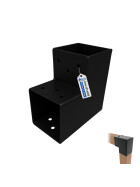 Post corner Beam connector for 2 beams 121 x 121 mm black powder coated