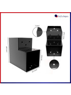 Post corner Beam connector for 2 beams black powder coated dimensions