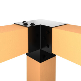 Post corner beam connector for 3 beams hot-dip galvanized 70 x 70 rear side