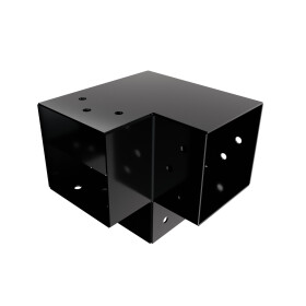 Post corner for 3 timbers 121 x 121 mm, black powder coated