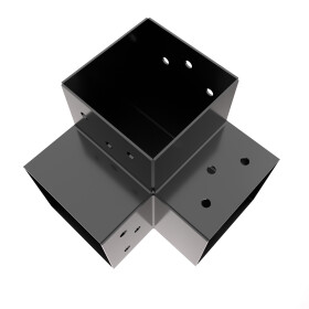 Post corner for 3 timbers 121 x 121 mm, black powder coated