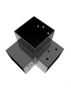 Post corner for 3 timbers 121 x 121 mm, black powder coated