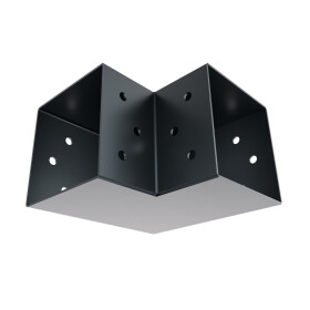 Post corner Beam connector for 2 beams anthracit powder coated side view