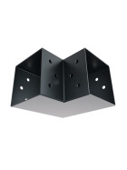 Post corner Beam connector for 2 beams anthracit powder coated side view