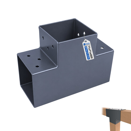 Pfostenecke Balkenverbinder T-Model für 3 Balken feuerverzinkt 70 x 70 mm