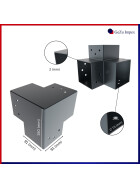 Post corner beam connector for 3 beams hot-dip galvanized 70 x 70 side view