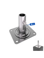Adapterplatte für Schwerlastrollen mit Rohr