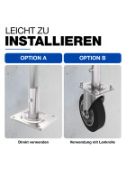 Adapterplatte für Schwerlastrollen mit Rohr Montage