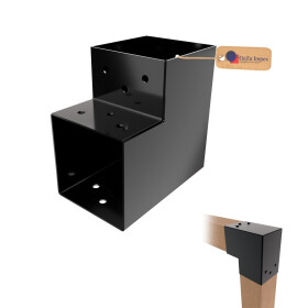 Post corner Beam connector for 2 beams 71 x 71 mm black