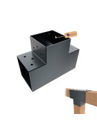 Pfostenecke Balkenverbinder T-Model für 3 Balken feuerverzinkt 70 x 70 mm Detailansicht Öffnung für Balken